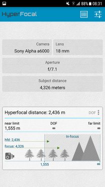 Hyperfokale Distanz App